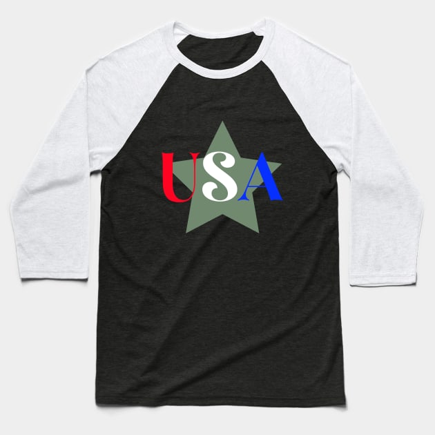 July 4th USA Baseball T-Shirt by WaltTheAdobeGuy